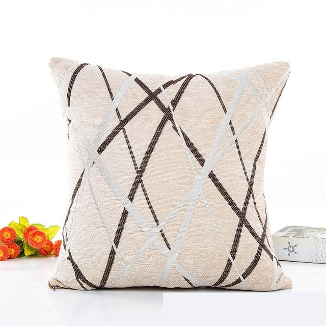 Cushion Cover Chenille Ray Stripe Pillowcase Spandex Colorful Pillowcase Large Sofa Home Party Throw Pillows ( Without Core)