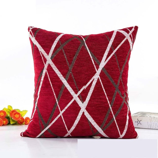 Cushion Cover Chenille Ray Stripe Pillowcase Spandex Colorful Pillowcase Large Sofa Home Party Throw Pillows ( Without Core)