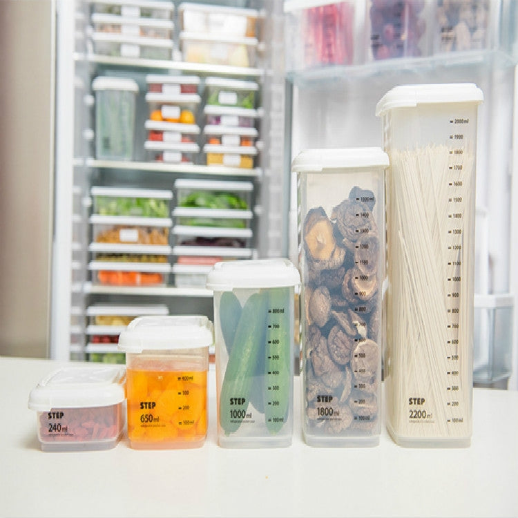 Transparent Storage Box Food Storage Box Rectangular Sealed Grain Storage Tank Kitchen With Scale Grain Box, Capacity:1800ml