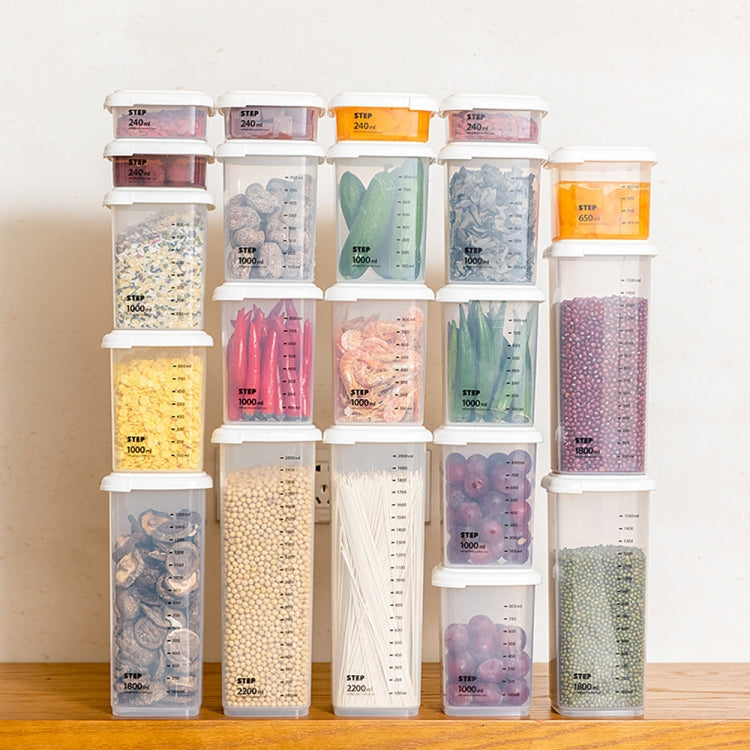 Transparent Storage Box Food Storage Box Rectangular Sealed Grain Storage Tank Kitchen With Scale Grain Box, Capacity:2200ml
