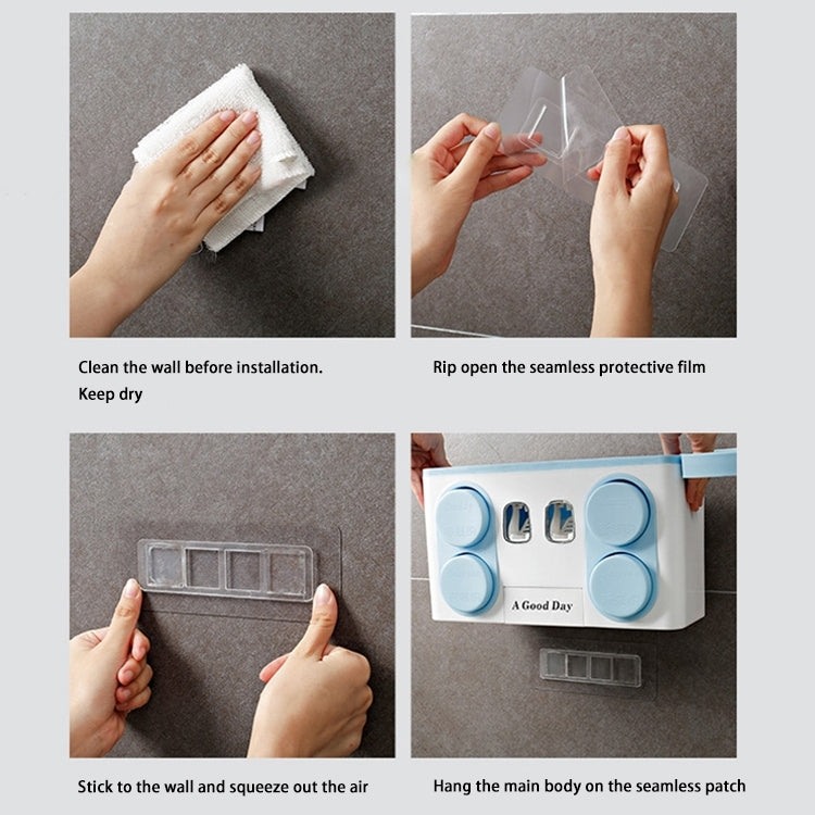 Multifunction Family Tooth Brush Holder Easy Install Plastic Bathroom Toothbrush Storage Rack With 4 Cups(White)