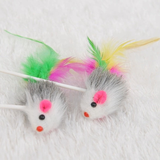 2 PCS Cat Toy Vertical Bangs Sucker Mouse Funny Cat Stick