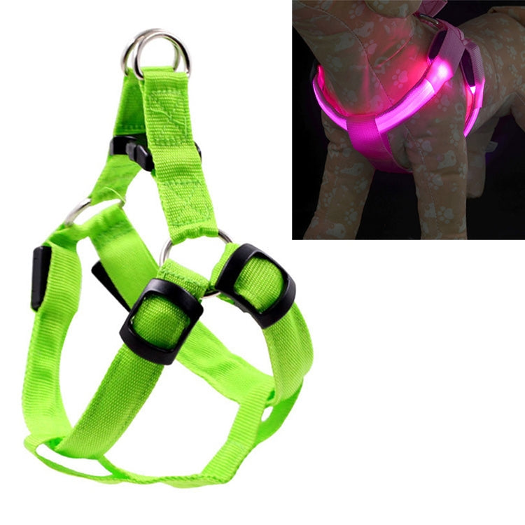 Double Sided LED Light Pet Harness Nylon Cat Dog Chest Strap Leash, Size:XS