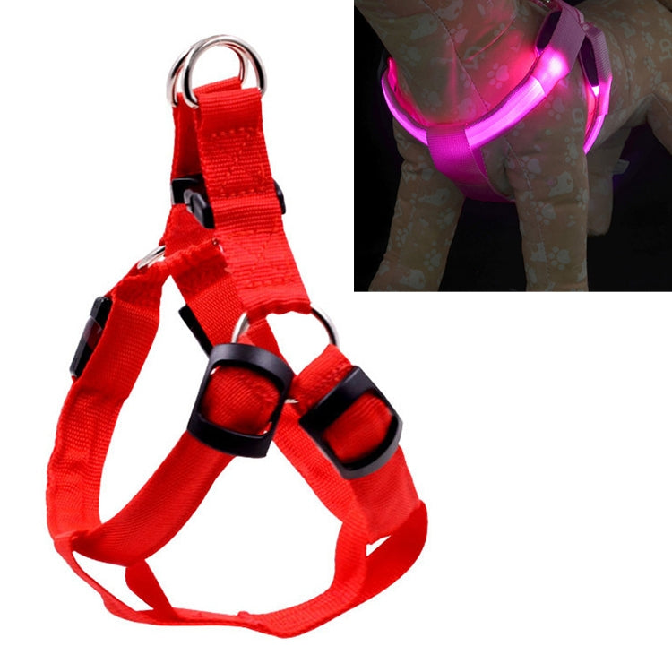 Double Sided LED Light Pet Harness Nylon Cat Dog Chest Strap Leash, Size:XS