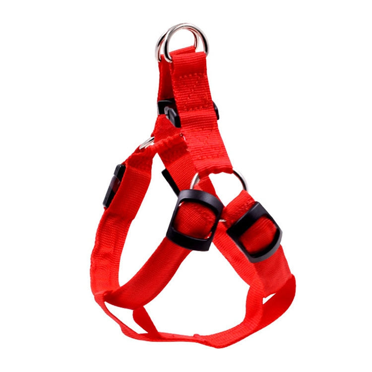 Double Sided LED Light Pet Harness Nylon Cat Dog Chest Strap Leash, Size:L