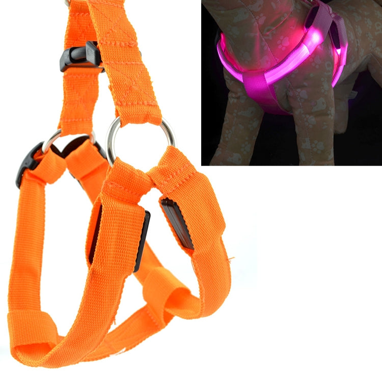 Double Sided LED Light Pet Harness Nylon Cat Dog Chest Strap Leash, Size:XL