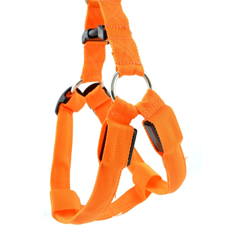 Double Sided LED Light Pet Harness Nylon Cat Dog Chest Strap Leash, Size:XL