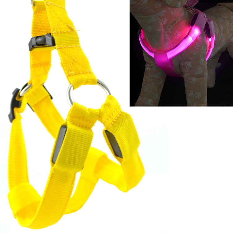 Double Sided LED Light Pet Harness Nylon Cat Dog Chest Strap Leash, Size:XL