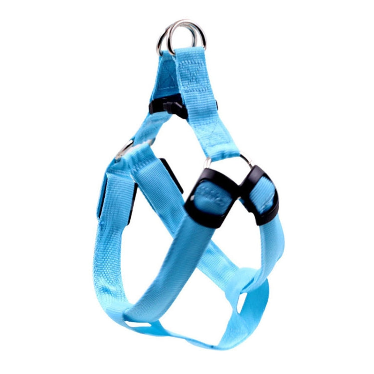 Double Sided LED Light Pet Harness Nylon Cat Dog Chest Strap Leash, Size:XL