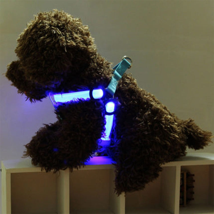 Double Sided LED Light Pet Harness Nylon Cat Dog Chest Strap Leash, Size:XL