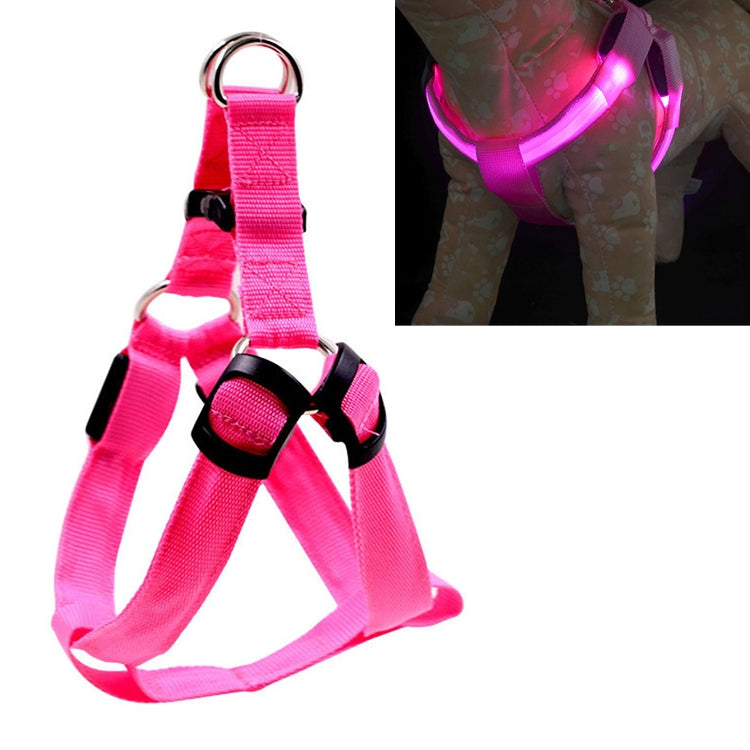 Double Sided LED Light Pet Harness Nylon Cat Dog Chest Strap Leash, Size:XL
