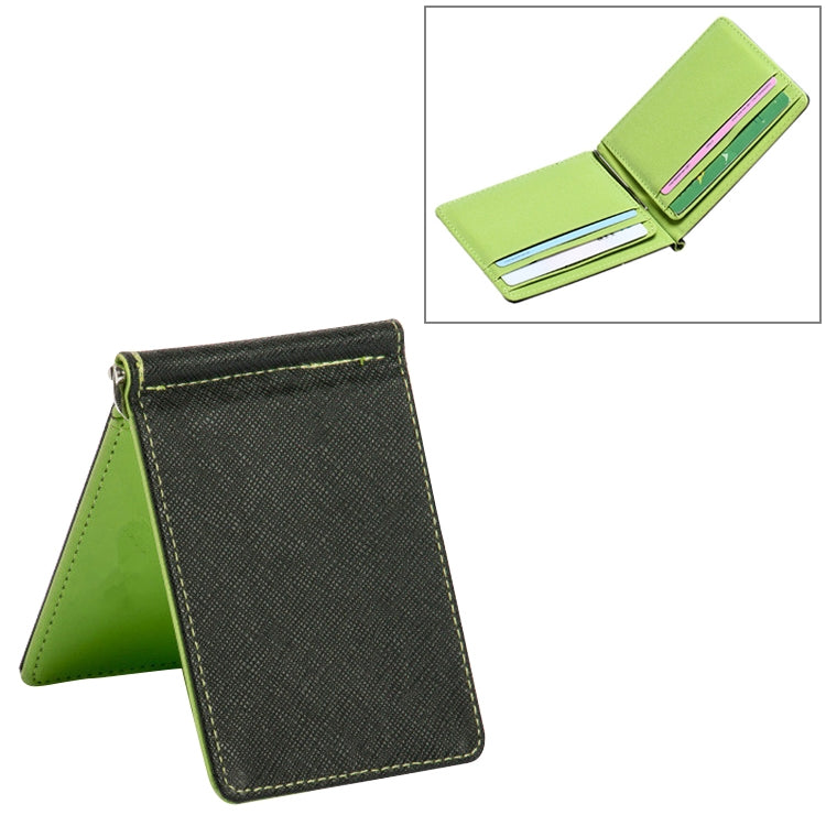 Men Fashion Leather Wallet Solid Purses Clip Cash Holder Wallet ID Credit Card Case(Green)