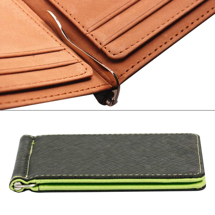 Men Fashion Leather Wallet Solid Purses Clip Cash Holder Wallet ID Credit Card Case(Green)