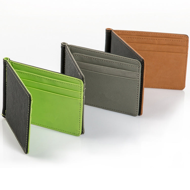 Men Fashion Leather Wallet Solid Purses Clip Cash Holder Wallet ID Credit Card Case(Green)