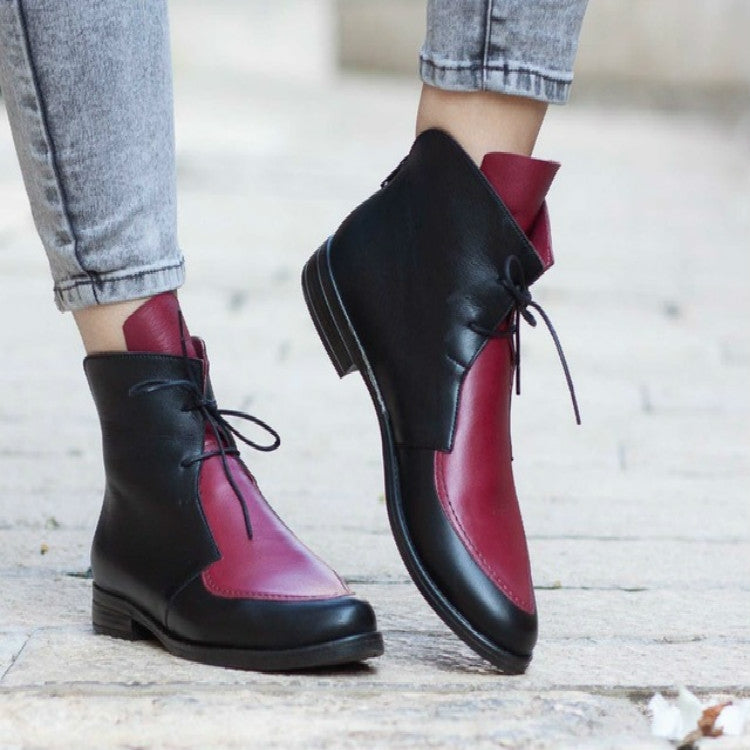 Women Ankle Boots Lace UpLeather Women Shoes, Size:36