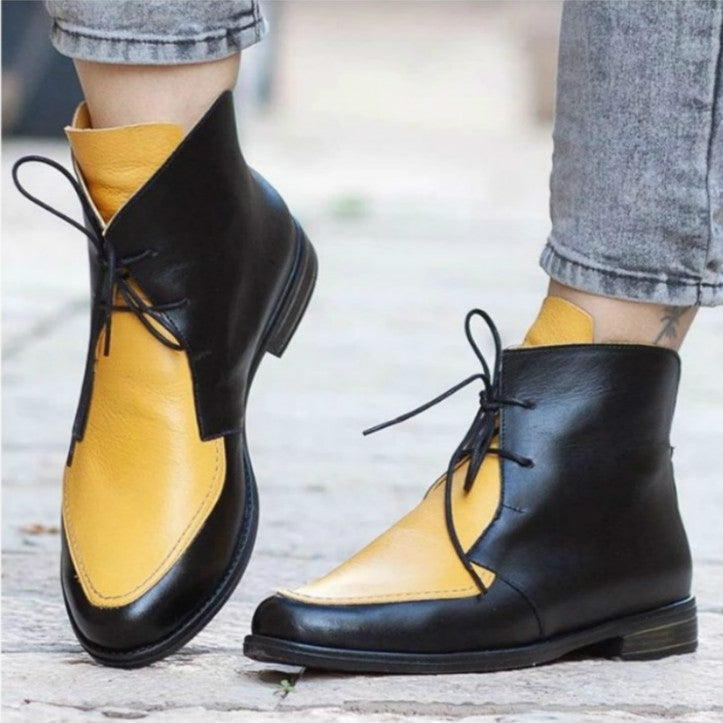 Women Ankle Boots Lace UpLeather Women Shoes, Size:36
