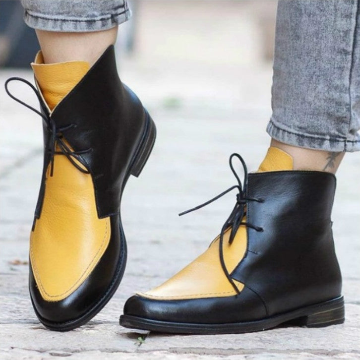 Women Ankle Boots Lace UpLeather Women Shoes, Size:37