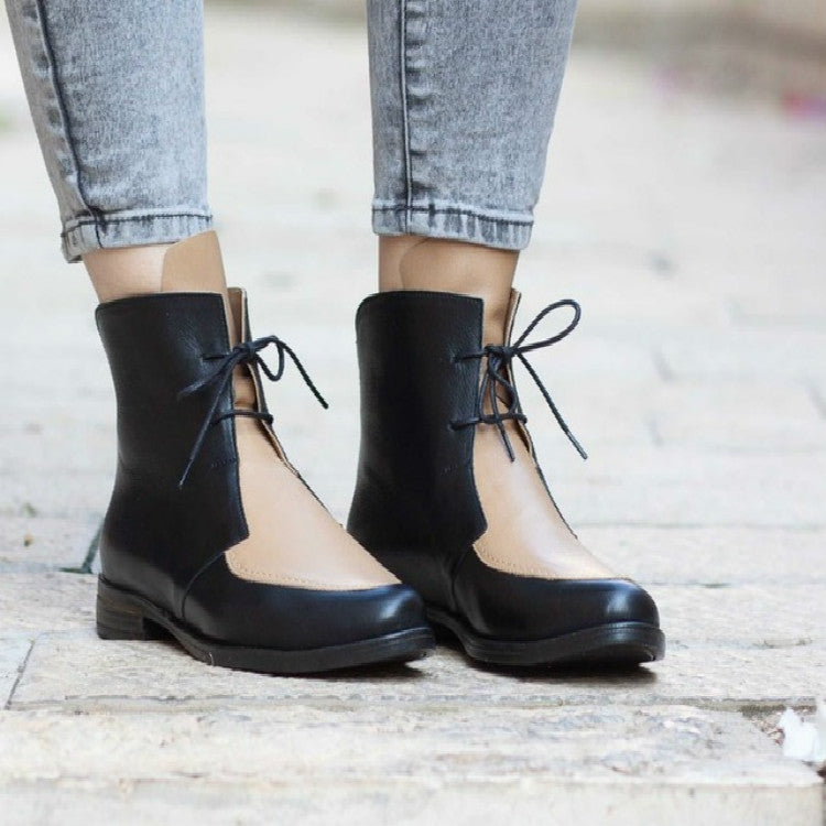 Women Ankle Boots Lace UpLeather Women Shoes, Size:40