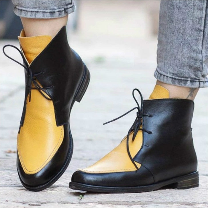 Women Ankle Boots Lace UpLeather Women Shoes, Size:41