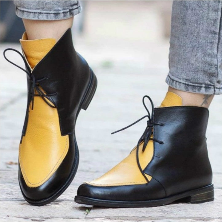 Women Ankle Boots Lace UpLeather Women Shoes, Size:42