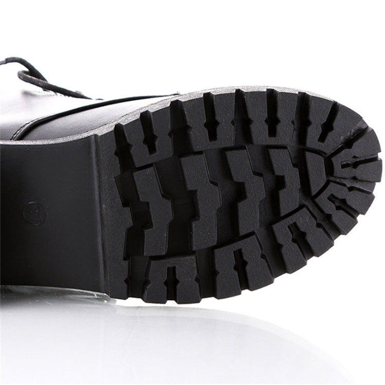 Round Head Low-profile Women Ankle Boots, Shoes Size:39(Black)