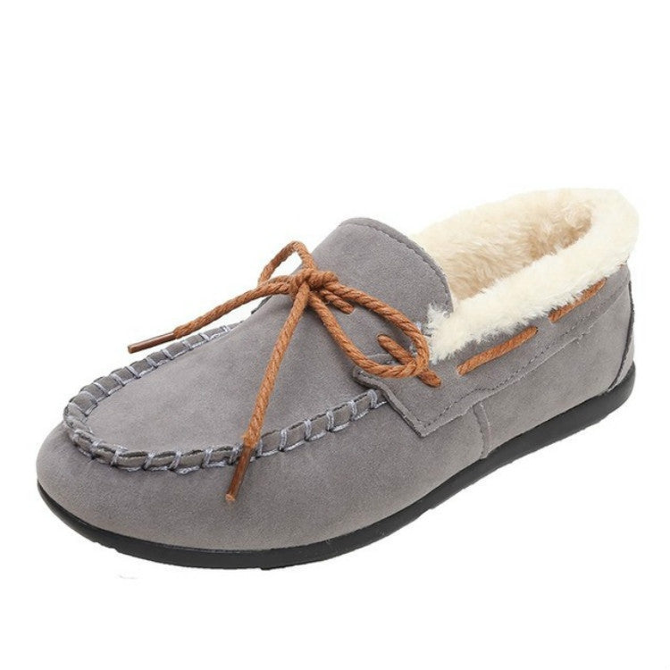 Solid Color Velvet Warm Female Flat Cotton Non-slip Shoes, Size:35