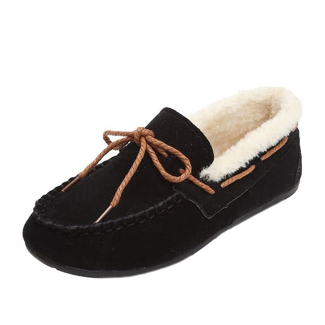 Solid Color Velvet Warm Female Flat Cotton Non-slip Shoes, Size:37