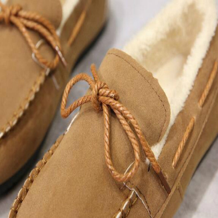 Solid Color Velvet Warm Female Flat Cotton Non-slip Shoes, Size:37