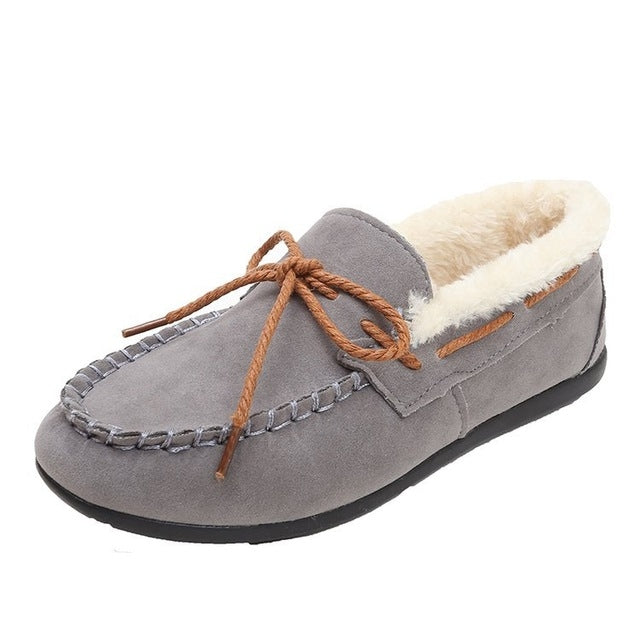 Solid Color Velvet Warm Female Flat Cotton Non-slip Shoes, Size:38