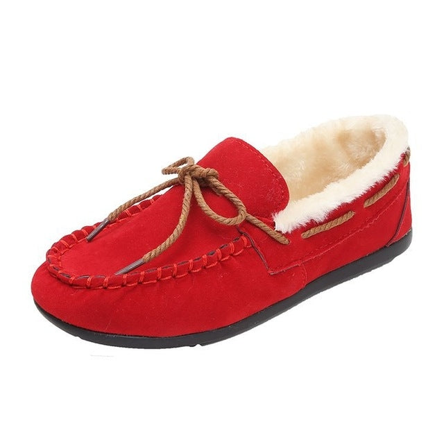 Solid Color Velvet Warm Female Flat Cotton Non-slip Shoes, Size:38