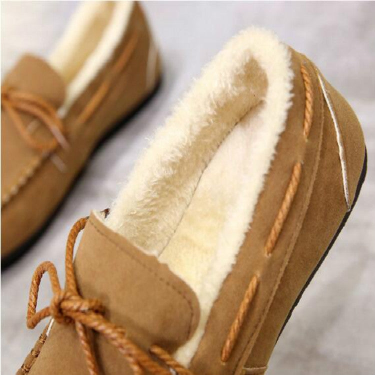 Solid Color Velvet Warm Female Flat Cotton Non-slip Shoes, Size:39