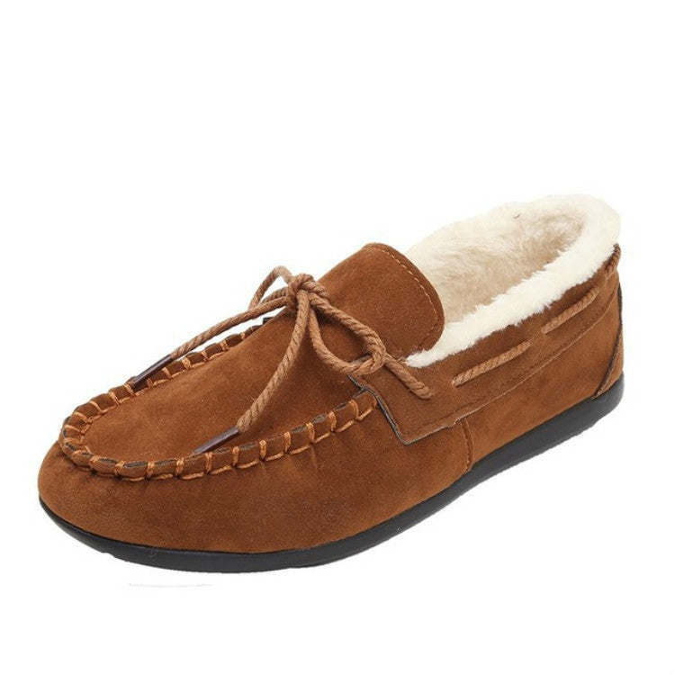 Solid Color Velvet Warm Female Flat Cotton Non-slip Shoes, Size:39