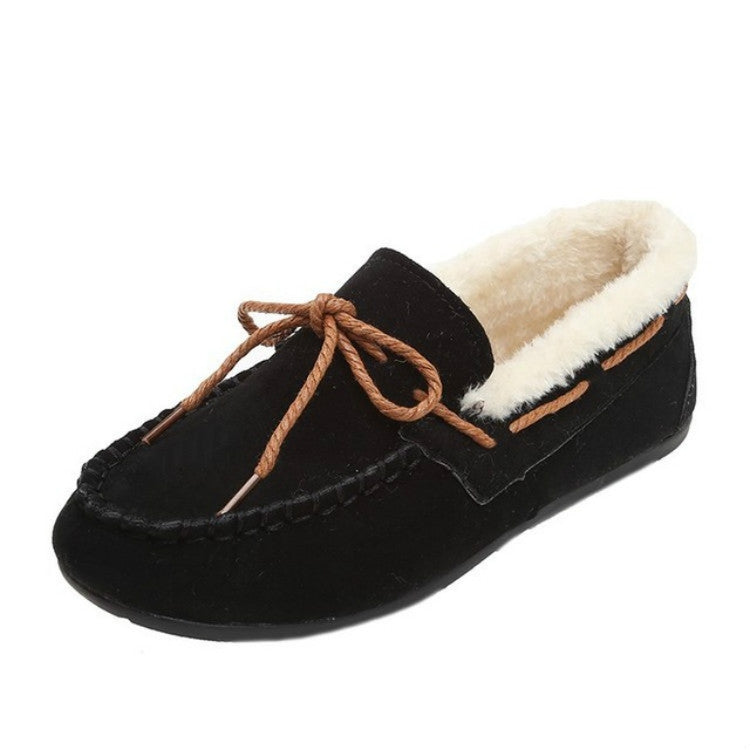 Solid Color Velvet Warm Female Flat Cotton Non-slip Shoes, Size:40