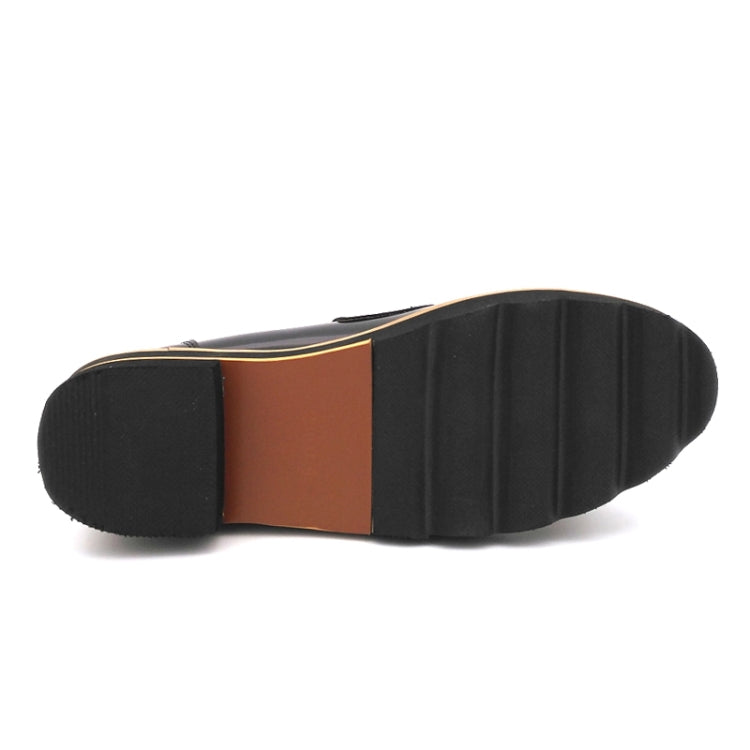 Round Toe Leather Slip-on Shoes Nonslip Flats Shoes, Size:37