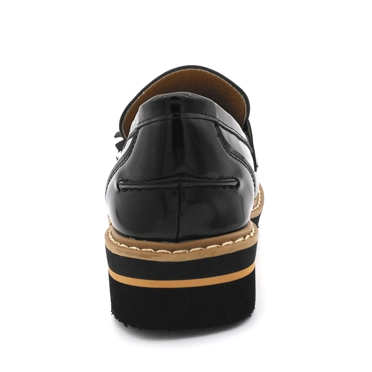 Round Toe Leather Slip-on Shoes Nonslip Flats Shoes, Size:37