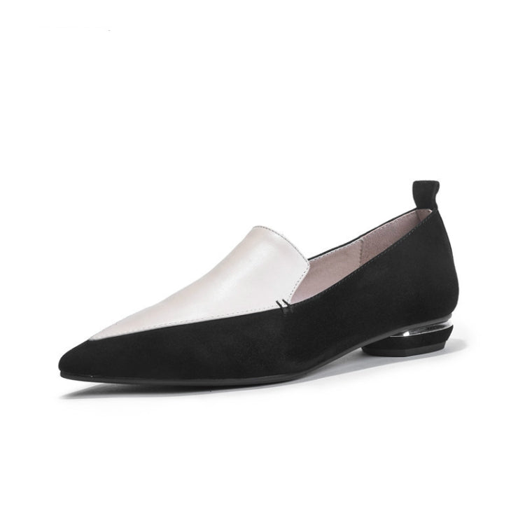 Women Shoes Leather Patchwork Leather Shoes Strange Heel Pointy Flat Shoes