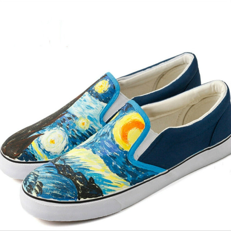 Hand Painted Women Flat Casual Canvas Shoes Customize Design Shoes, Shoes Size:35