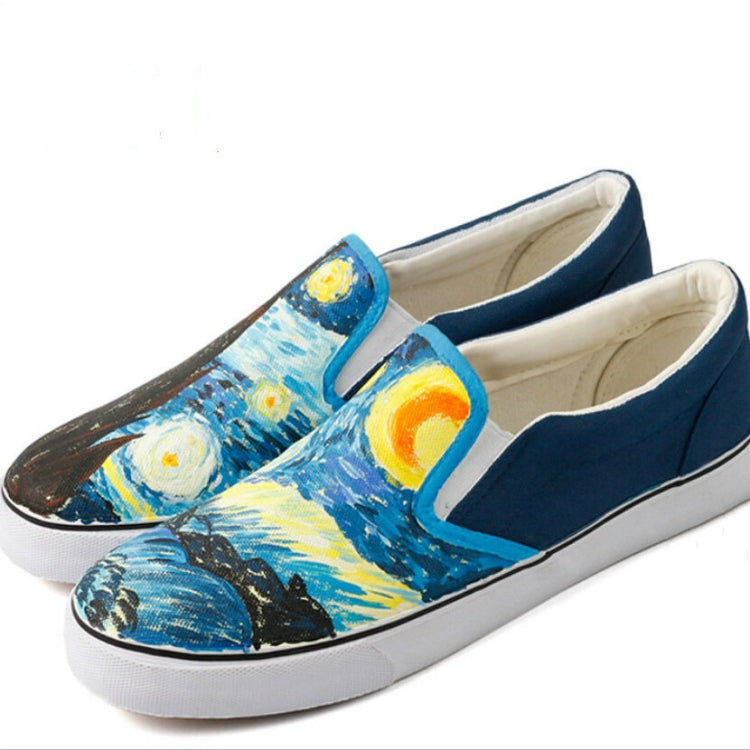 Hand Painted Women Flat Casual Canvas Shoes Customize Design Shoes, Shoes Size:35