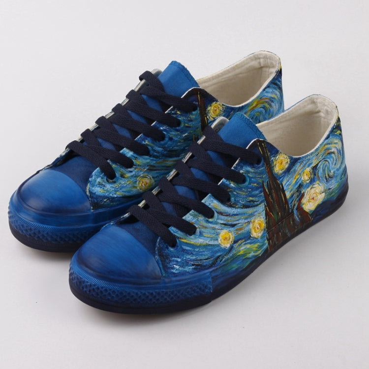 Hand Painted Women Flat Casual Canvas Shoes Customize Design Shoes, Shoes Size:35