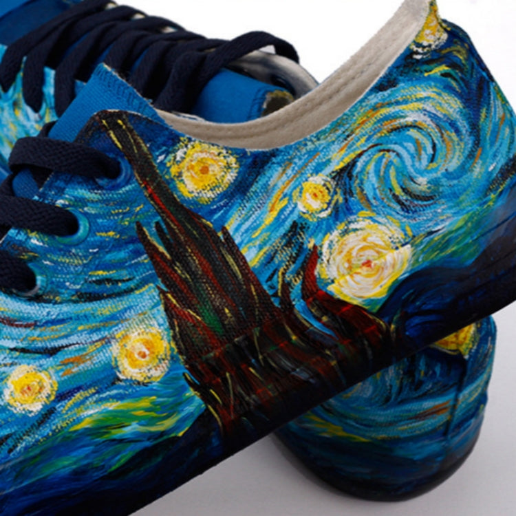Hand Painted Women Flat Casual Canvas Shoes Customize Design Shoes, Shoes Size:35