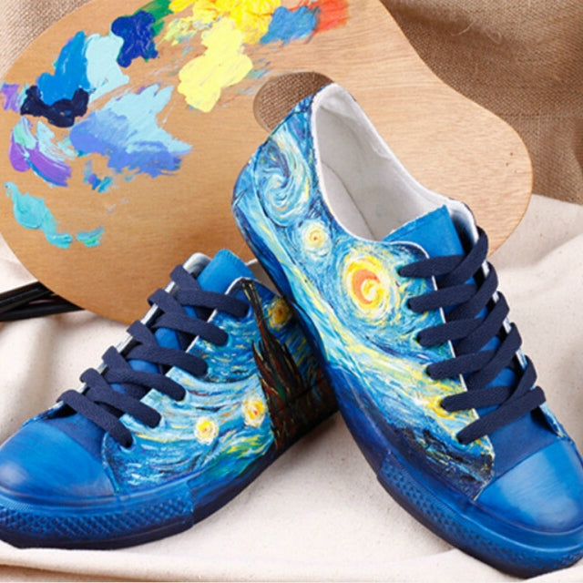 Hand Painted Women Flat Casual Canvas Shoes Customize Design Shoes, Shoes Size:41(D500C)