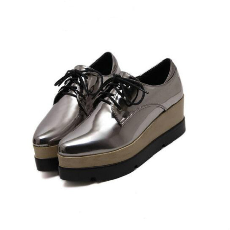High Heel Japanned Leather Shoes Platform Shoes, Size:34