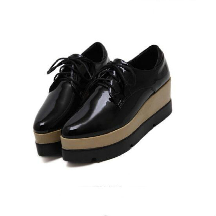 High Heel Japanned Leather Shoes Platform Shoes, Size:34