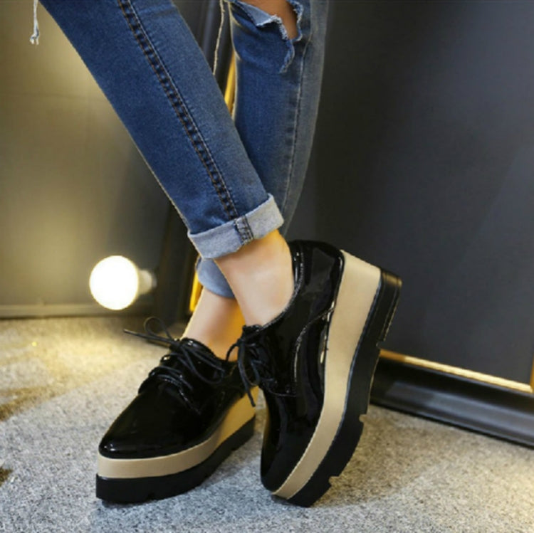 High Heel Japanned Leather Shoes Platform Shoes, Size:37(Gray)
