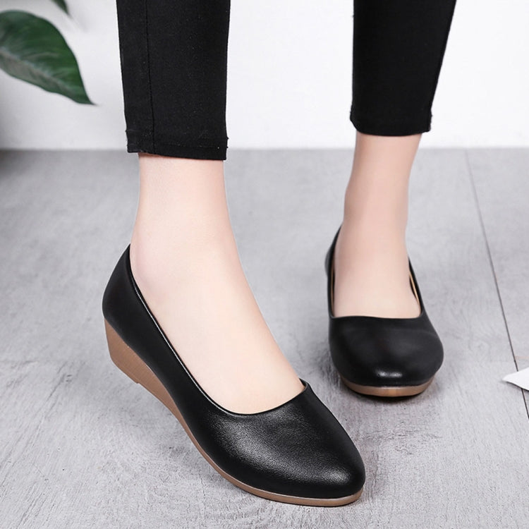 Wedges Comfortable Round Head Shallow Mouth Women Shoes, Size:36
