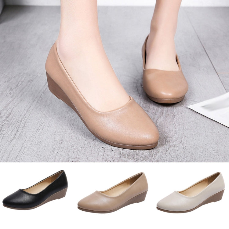Wedges Comfortable Round Head Shallow Mouth Women Shoes, Size:39