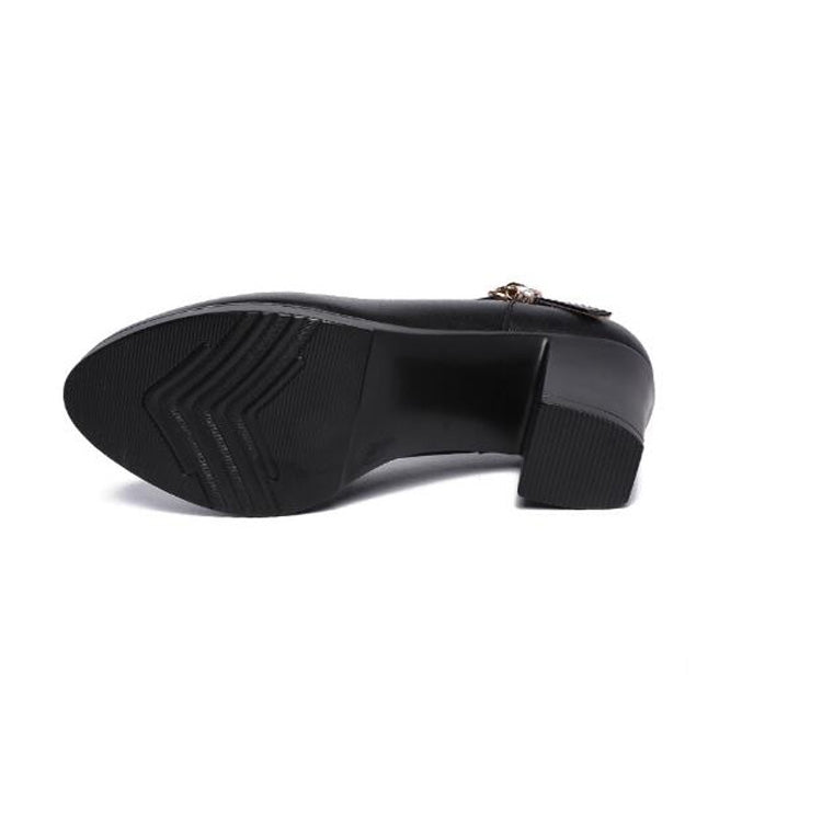 Women Buckle Strap High Heels Work Shoes, Size:37(Black)