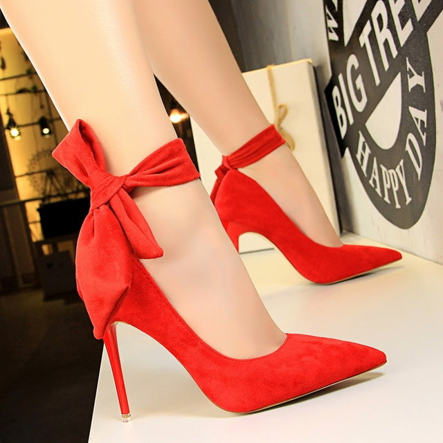 Women Pointed Toe Bow-Knot High Heels, Shoe Size:35