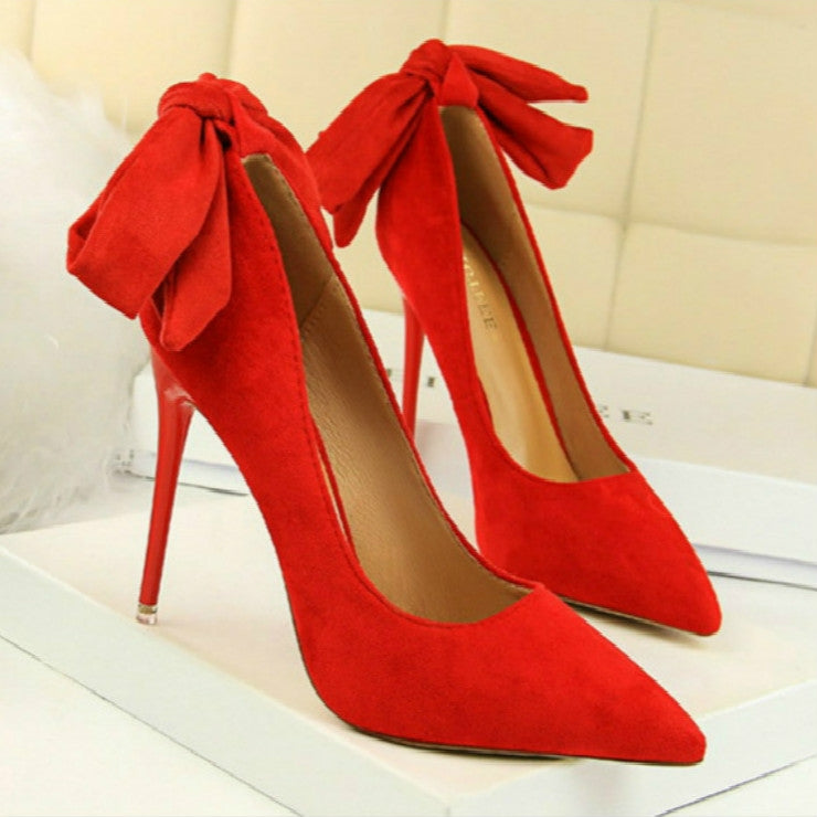 Women Pointed Toe Bow-Knot High Heels, Shoe Size:35