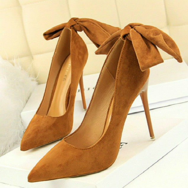 Women Pointed Toe Bow-Knot High Heels, Shoe Size:37